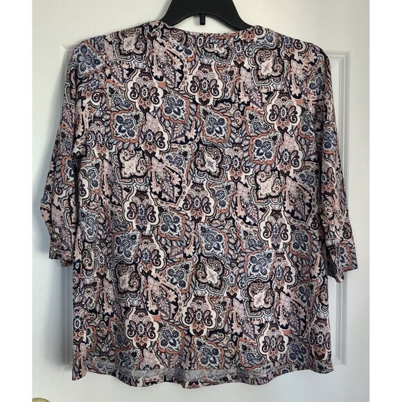 Per Seption Concept Tops Women's Size Medium Paisley Tunic Long Sleeve Crew Neck - Picture 5 of 9